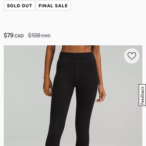 Lululemon keep the heat  Leggings wool